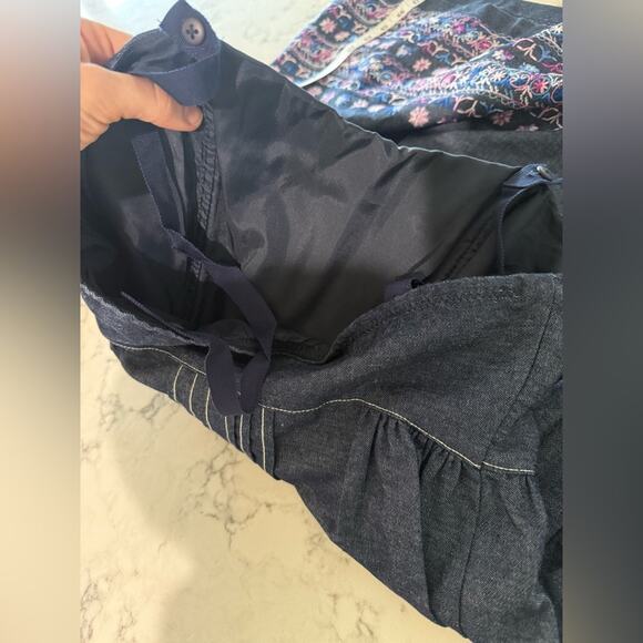 Anna Sui Corset Denim Embroidered Mini Sundress‎ Strapless- Sz 0 - Picture 10 of 12